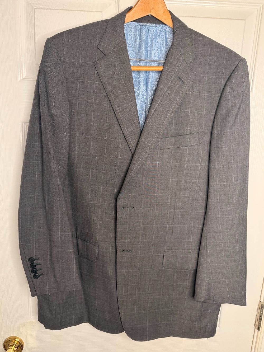 Men's Gray Windowpane Suit Jacket - Classic Tailored Look